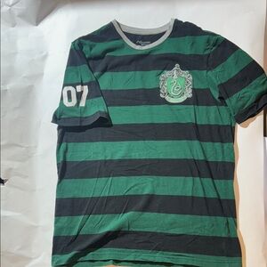 Harry Potter Slytherin House Quidditch Green/Black Striped Jersey Tee